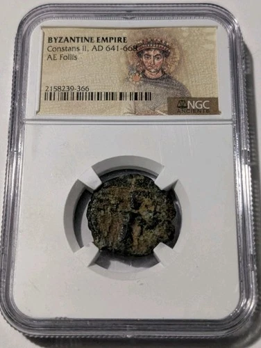 Byzantine Empire Constanz II AE Follis AD 641-668 NGC