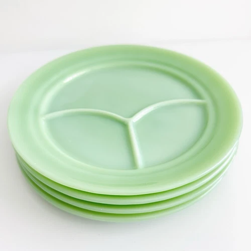 Fire King Jadeite Divided Grill Plates *Set of 4* Restaurant Ware Anchor Hocking