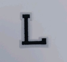Iron On Patch Embroidered Letter L Black 2" x 1.5" New