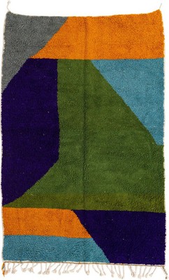 Luxury Moroccan Rug Color Blue, Gold, Gray, Olive, Purple Handmade Design Carpet