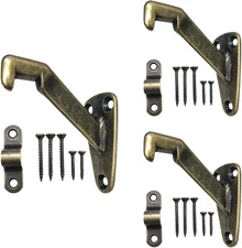 Heavy Duty Handrail Bracket Antique Brass, 3 Pack |