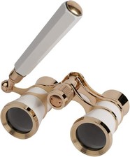 Ultra HD 3X25 Opera Theatre Binocular Glasses with Handle - White Color Telescop