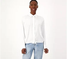 Attitudes by Renee Silky Satin Shirred Drape Back Shirt-White-3X-NEW-A607243