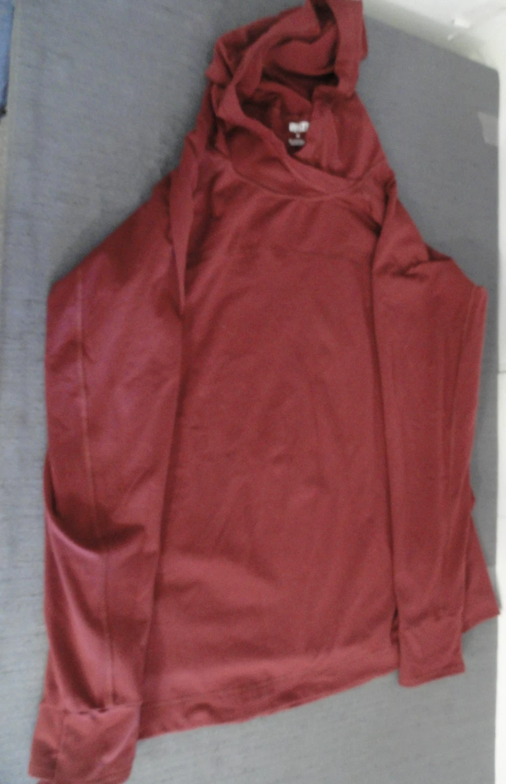 Duluth Trading Co Hoodie Mens XL MAROON Thermal Henley Hooded Shirt Long Sleeve