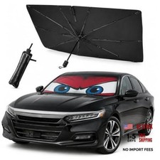 Car Windshield Sun Shade Umbrella, Universal Fit Mid-Large Sedans Angry Red