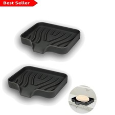 Durable Anti-Slip Silicone Soap Tray - 2 Pack for Shower, Bathroom & Kitchen