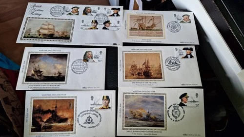 Lot of 6 BENHAM 1982 FDC 1 lg silk BLS4 5 sml BS4a-e British Maritime heritage