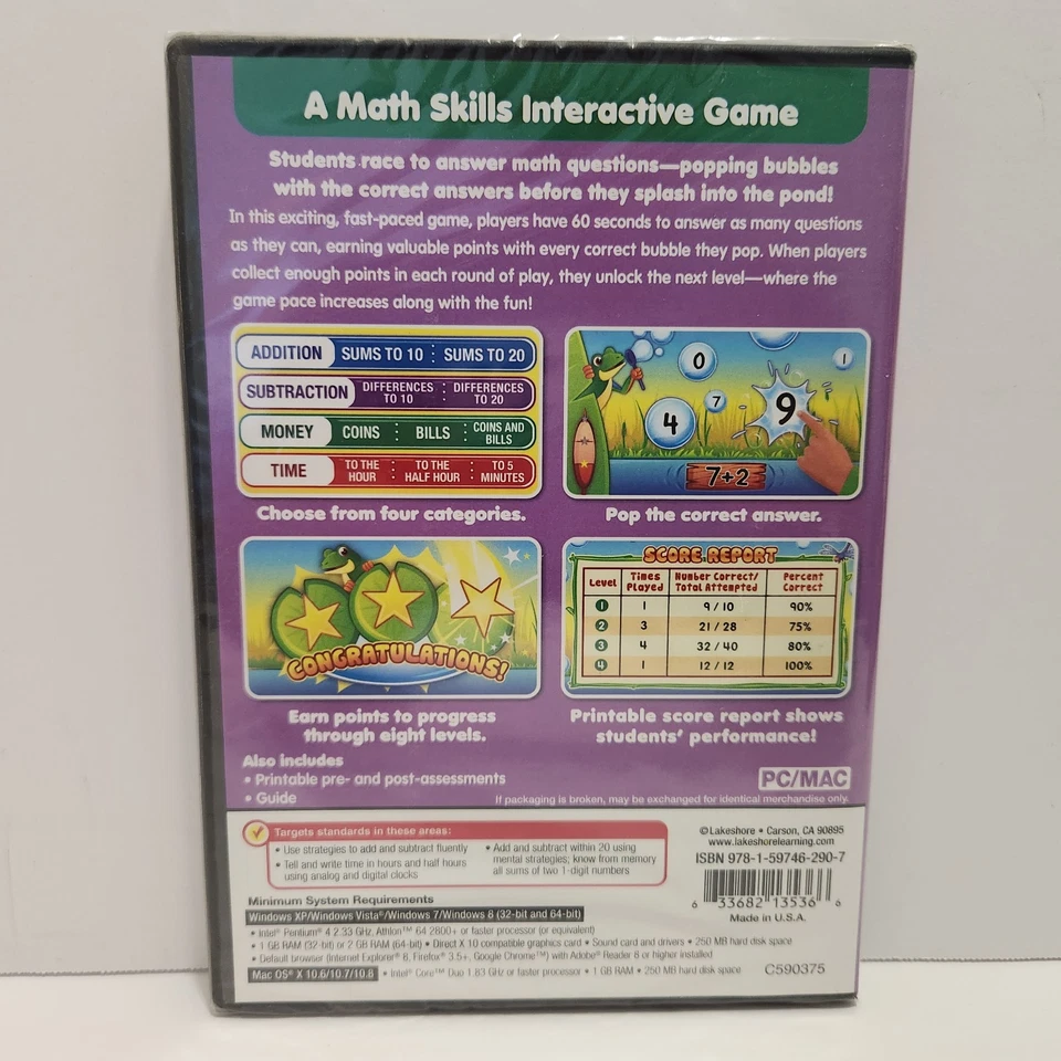 Lakeshore Bubble Pop Interactive Math Challenge Grades 1-2 NEW SEALED FREE SHIP  - Image 2 of 4