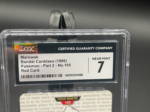 1996 BANDAI CARDDASS POKEMON PART 2, RED CARD #NO. 105 MAROWAK CGC 7 NEAR MINT - Picture 4 of 7