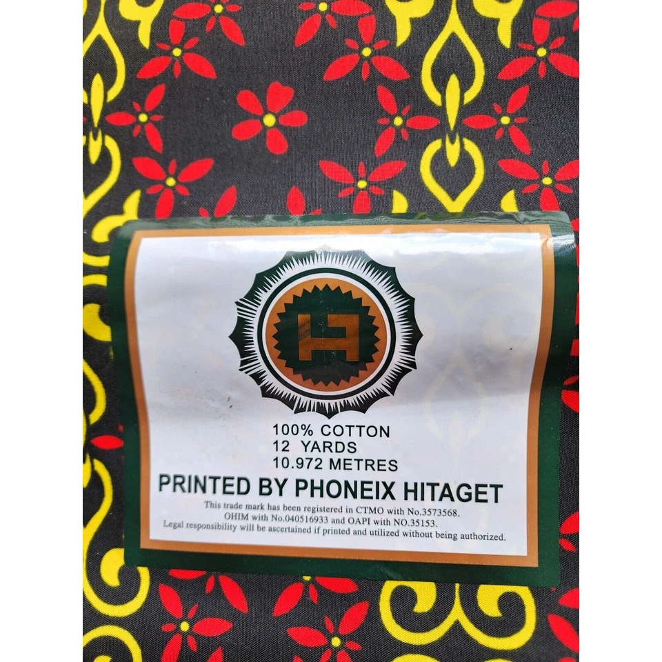 FABRIC BUNDLES-2 TOTAL-Veritable Wax Block Material-Black-Red-Yellow-12 YARDS - Image 3 of 4