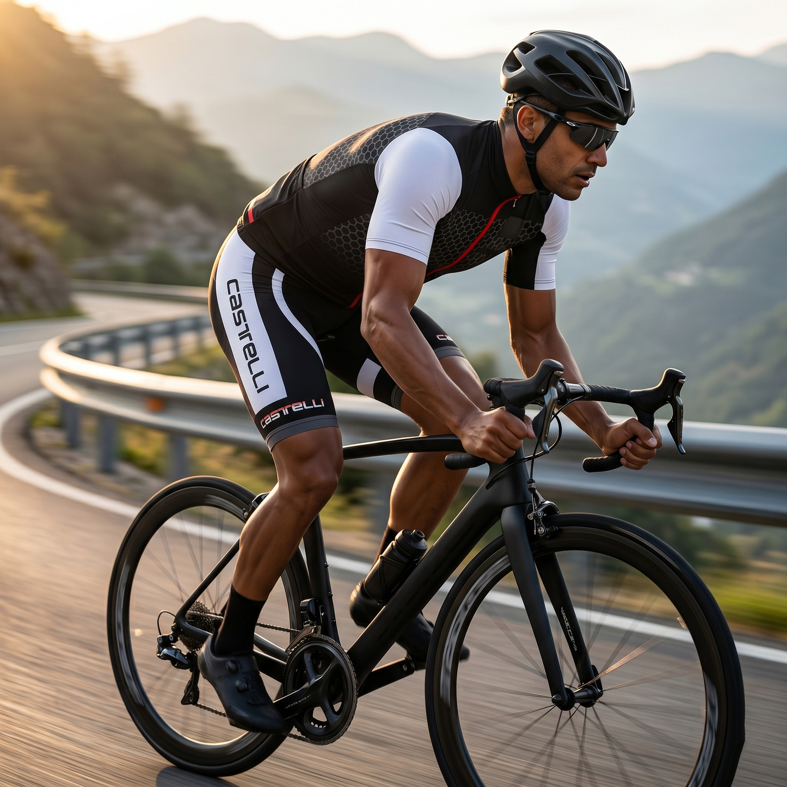 Set maglia ciclismo uomo bavaglino pantaloncini squadra manica corta kit bici corsa fit foto 3
