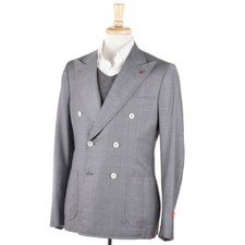 Isaia Slim-Fit 'Cortina' Light Gray Subtle Check Wool Sport Coat 40R Eu 50 NWT