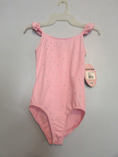 New  Girls Jacques Moret Pink Leotard with Rhinestones Size 12/14 NWT  