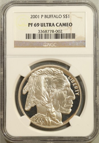 2001 P Buffalo US Commemorative Proof Silver Dollar NGC PF69 Ultra Cameo #8-002 - Picture 1 of 2