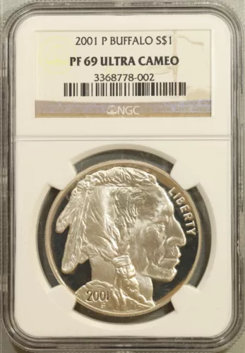 2001 P Buffalo US Commemorative Proof Silver Dollar NGC PF69 Ultra Cameo #8-002