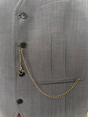 detailed hand single albert pocket watch chain gold silver bronze black colour - Afbeelding 10 van 18
