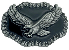 Eagle  Skulls Black Enameled Belt Buckle New