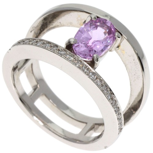 1.54ct Pink Sapphire Diamond Ring Platinum PT900 12.3g