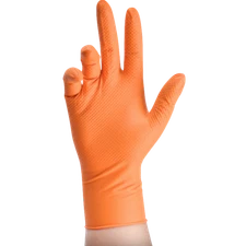 Black/Orange Nitrile Disposable Gloves 8 Mil Raised Diamond Texture | Fast Ship