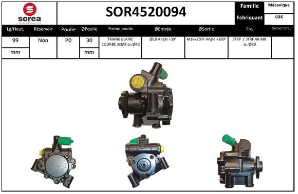 Pompe hydraulique SNRA pour réparer la direction dure sur Mercedes Classe E et CLK