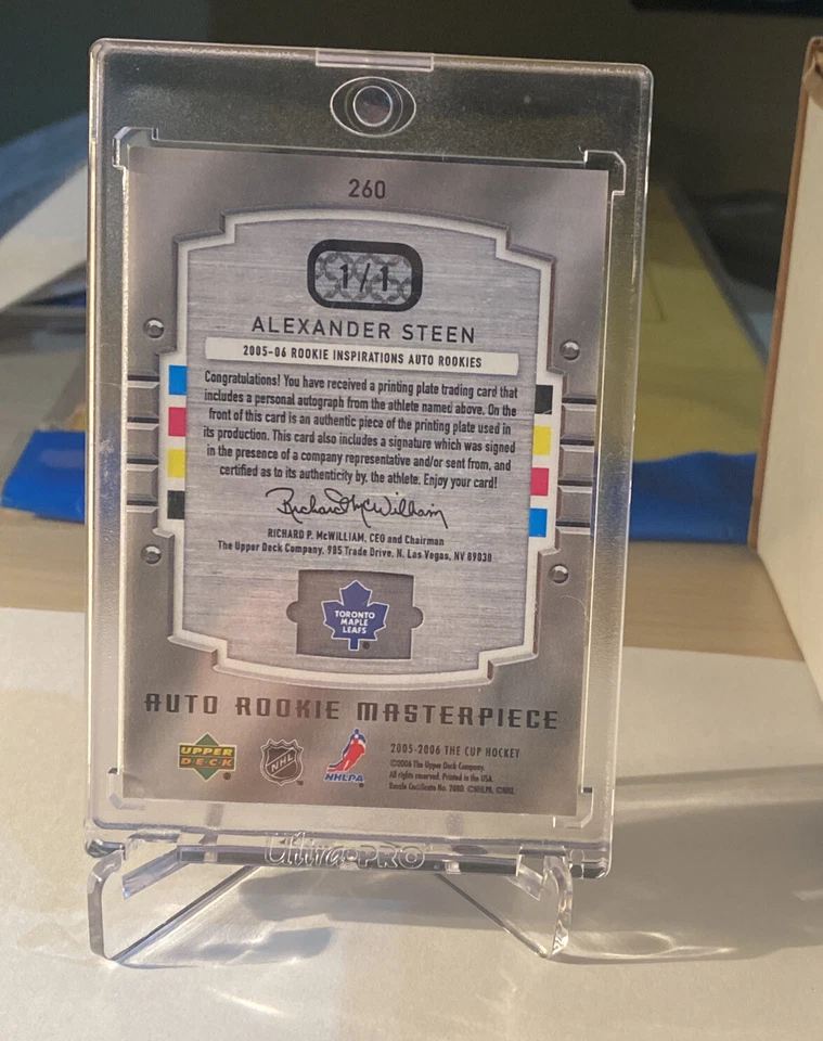 2005-06 The Cup Printing Plates UD Rookie Update Magenta #260 Sundin Steen Auto - Image 2 of 2