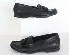 HUSH PUPPIES Men's Size 9.5 Black Winfield Leather Slip On Loafers Shoes 10894