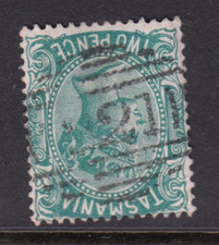 Tasmania numeral '221' of Derby on 2d. green sideface.