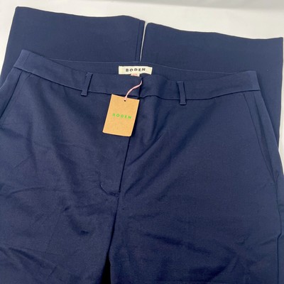NWT $110 Boden Chelsea Bi Stretch Trousers Navy Size 18 Cropped Flared Leg