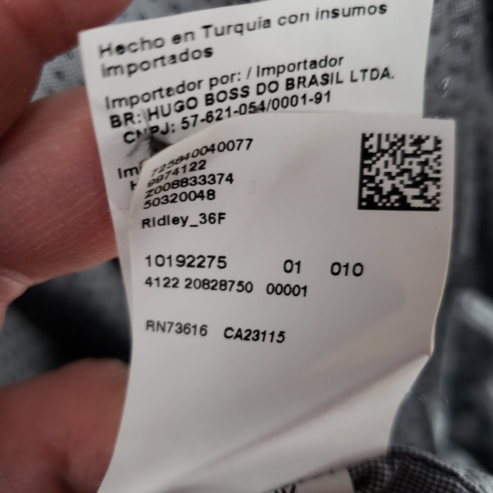 HUGO BOSS Ridley_36F Dress Shirt Mens L Slim Fit Gray Dot Check Egyptian Cotton