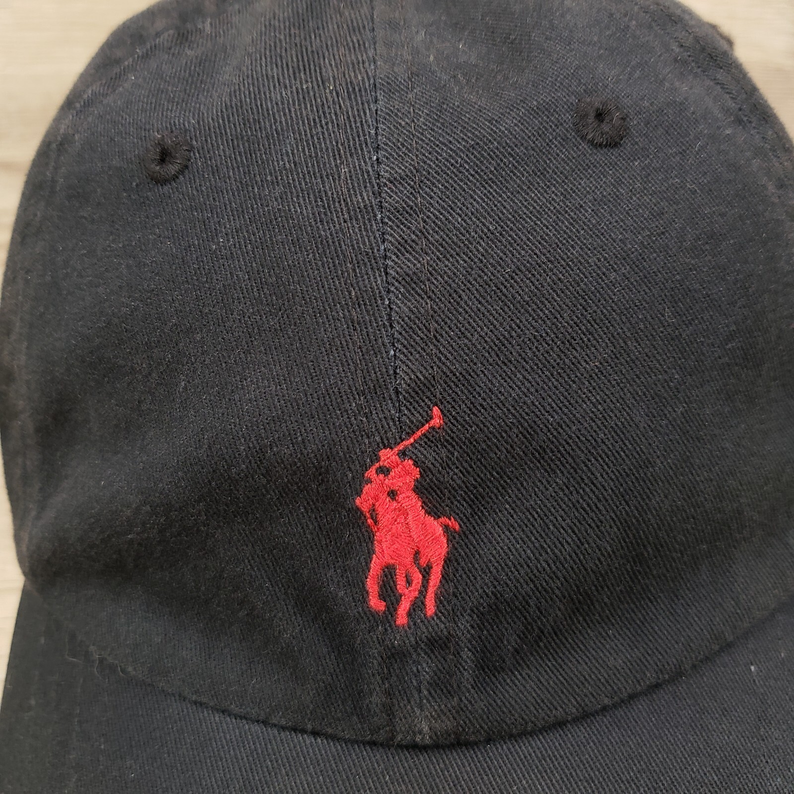 Polo Ralph Lauren Cappello Cinturino Schiena Piccolo Pony Nero Rosso Chino Regolabile