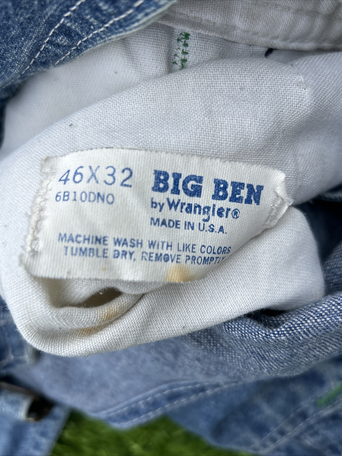 Big Ben Wrangler Bib Denim Overalls Men's 46x32 Carpe… Gem