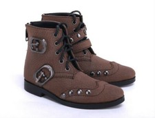 1/3UncleSD17 ID75 BJD PUNK Shoes Leather Pointed-toe Boots with Rivets Brown DZ