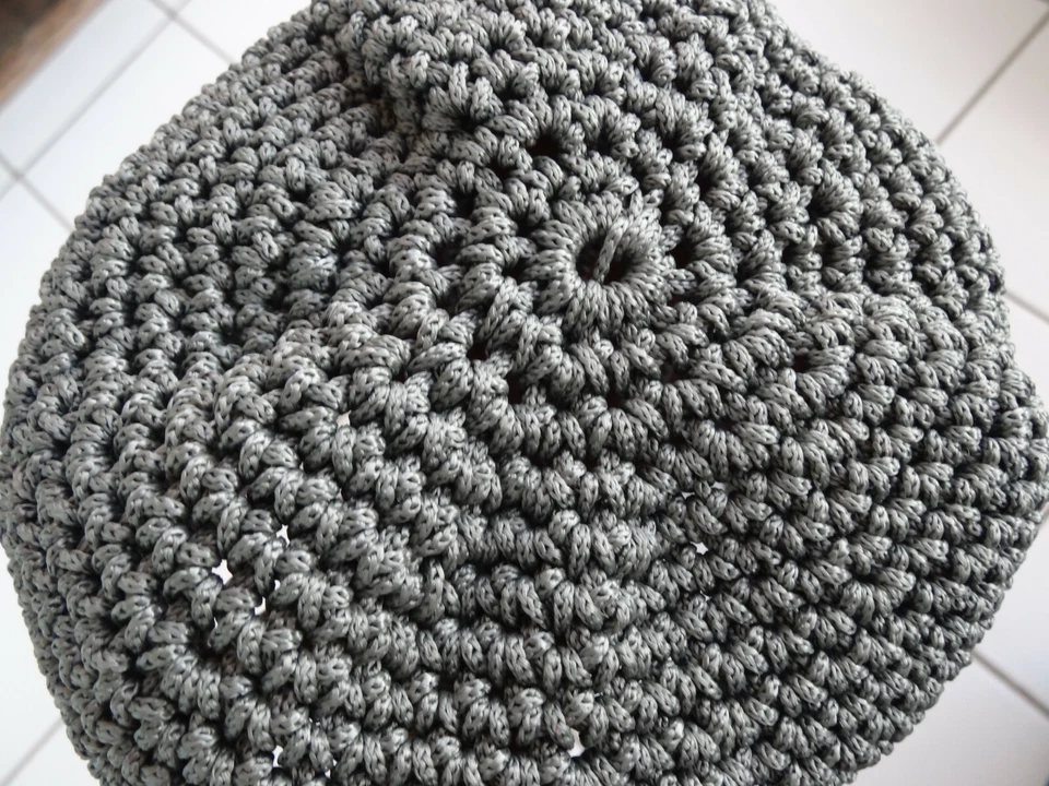 Paniers Tissés au Crochet Vide-Poches Gris Anthracite Fait Main France Vintage - Photo 4/4