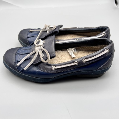 Ugg Shearling Lined Duck Boat Shoes Navy Blue Womens Sz 8 Ashdale Laced - Picture 4 of 12