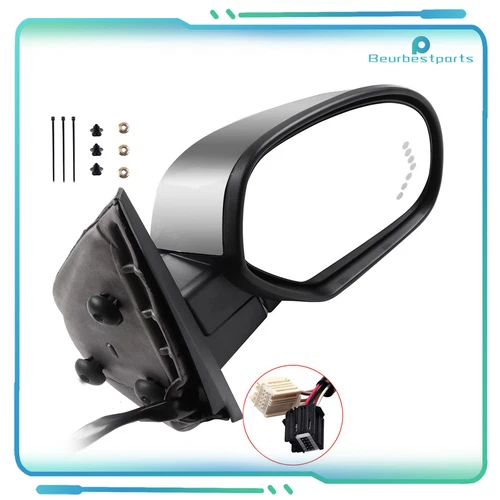Right Power Memory Heated Chrome Signal Passenger Mirror For GM Pickup