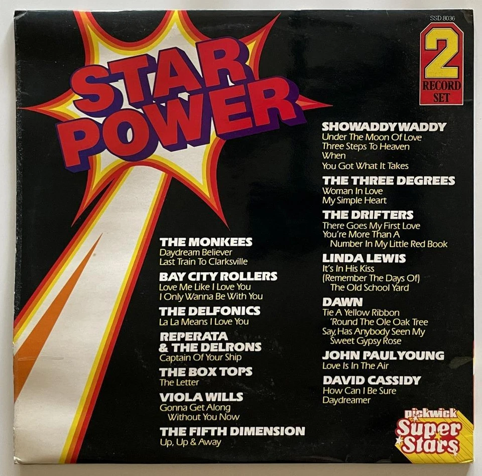 Star Power dbl LP EX Pickwick UK Pop Rock Bay City Rollers Monkees Showaddywaddy - Imagem 2 de 4