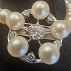 1 ct Natural Brilliant Cut Diamond Set In One Strand Pearl Necklace & Earrings  — photo 3