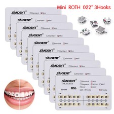 10 Packs SANDENT Dental Orthodontic Brackets Braces Mini Roth 022"Slot 3 Hooks