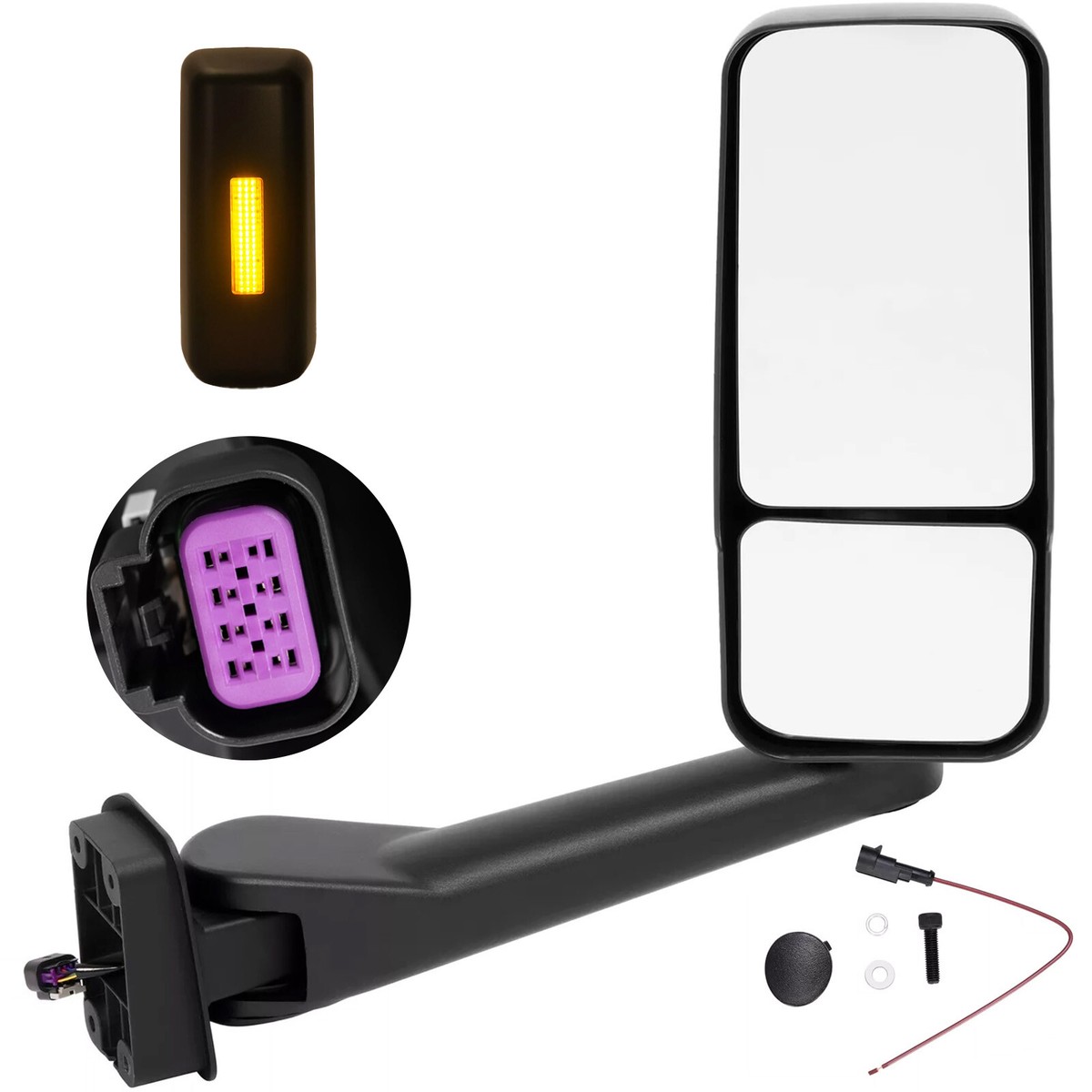 SPLENDID Anti-Glare Blue Replacement Mirror For 2003-2009 Chevy Kodiak/GMC Topkick - Heated, Flat Glass
