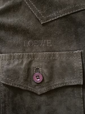 Loewe Suede Leather Shirt Buttons Up Jacket Forest Green Size 36