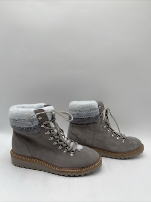 Splendid Evita Women s Suede Faux Fur Hiking Boots Grey Size 8.5M
