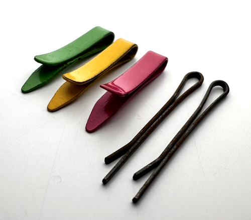 60er Vintage Barbie Color Magic Bobby Pins Haarspangen rosa gelb grün - Bild 2 von 4