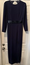 Vintage Niteline Della Roufogali Silk Navy Blue Beaded Dress Size 8