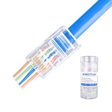 Cat5e Pass Through RJ45 Connectors,100-PACK Cat5 Ends/Cat 5 Connector/Cat 5e ...