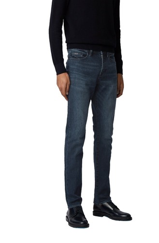 HUGO BOSS Arkansas Homme Jean Taille W34 L34 Coupe Standard Gris Droit