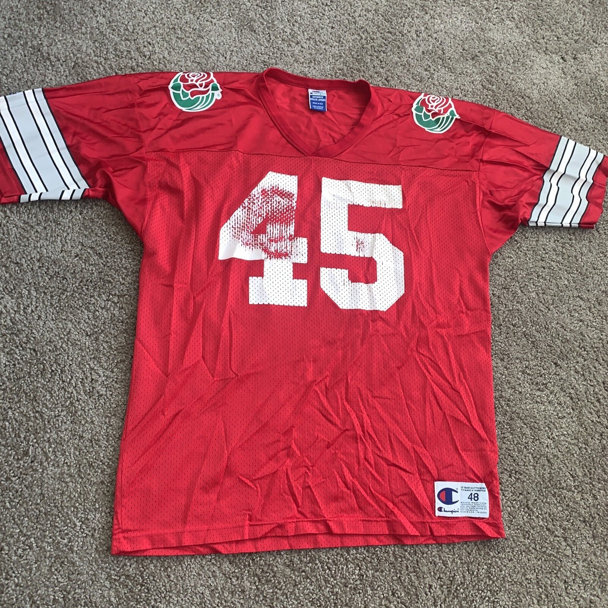 Vtg Ohio State Buckeyes Champion Jersey Rose Bowl Size 48 Vtg Ohio State Buckeyes Champion Jersey Rose Bowl Size 48