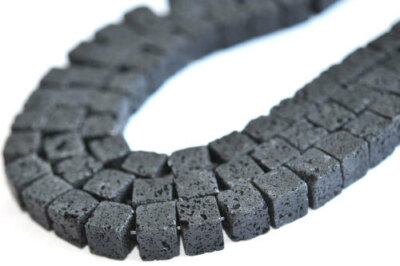 F1-09 - 10 MM LAVA WÜRFEL STRANG SCHWARZ POLIERT
