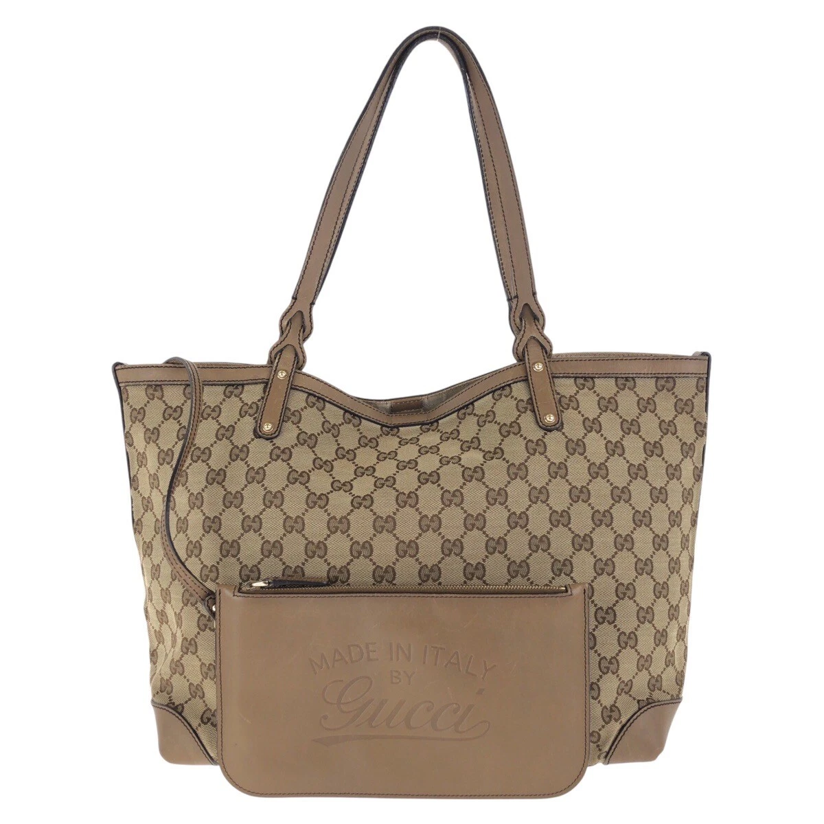 Sac fourre tout bandoulière GUCCI 247209 marron or quincaillerie GG toile/cuir