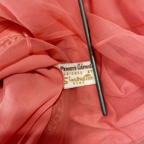 VTG Penney's Adonna Babydoll Nightgown Sz M Nylon Tricot Chiffon Embroidered USA - Picture 5 of 11
