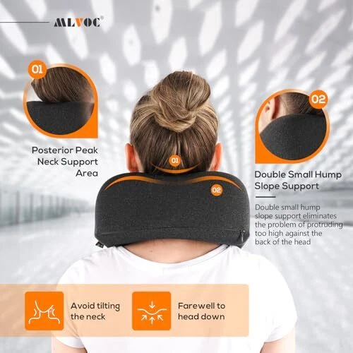 Ultra-Comfort 100% Memory Foam Travel Neck Pillow in Black
